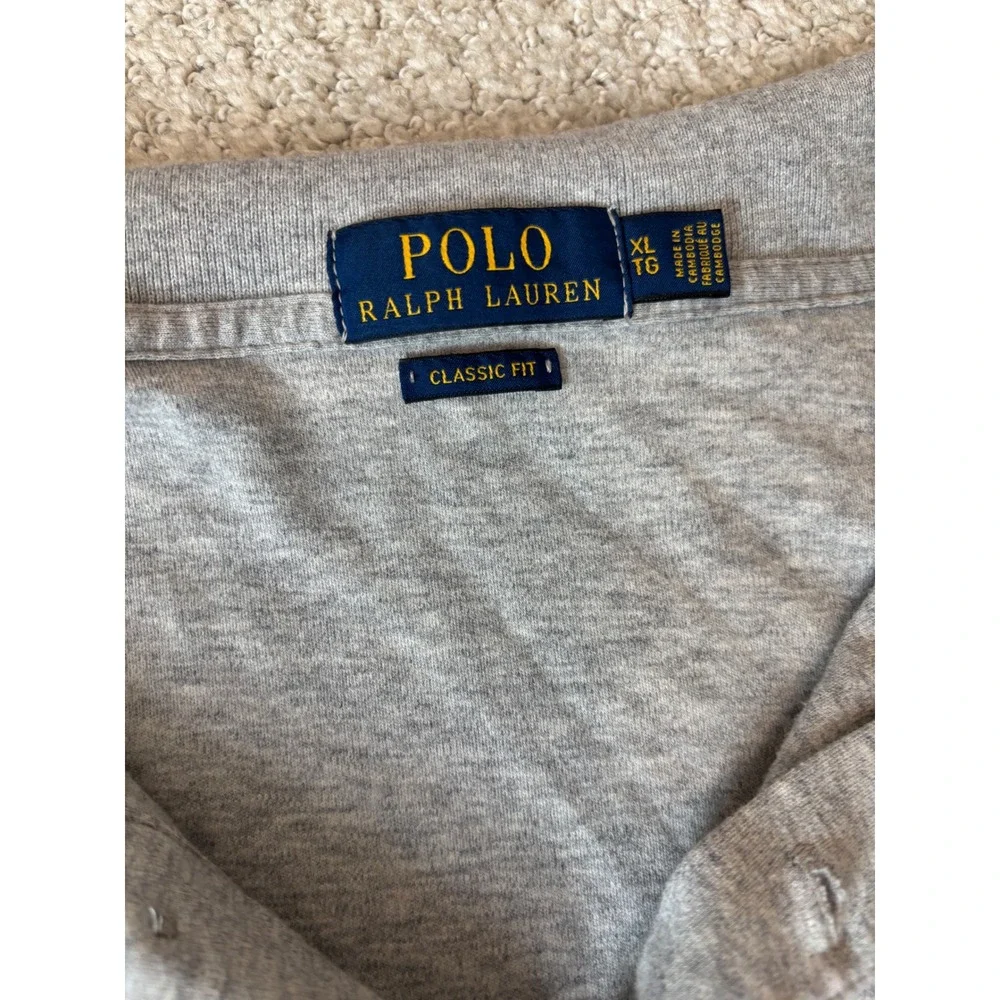 Polo Ralph Lauren Mens XL Classic Fit Heather Grey Cotton Short Sleeve‎ Shirt